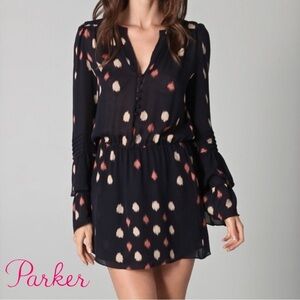 Parker Bell Sleeve Button Front Silk Dress